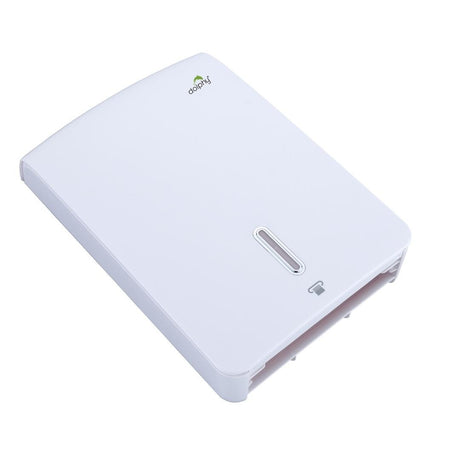 Dolphy white jumbo plaza ultraslim towel dispenser, angled view