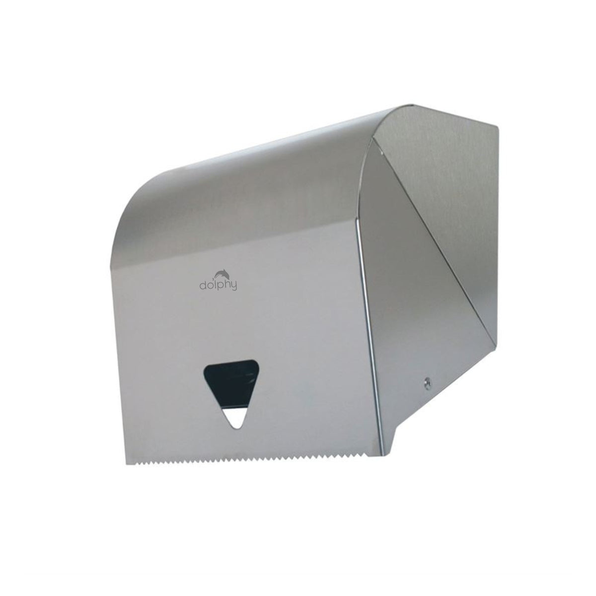 Dolphy silver lockable paper towel dispenser, right angle view