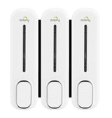 Three Dolphy white 300ml soap dispensers side by side, front view