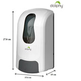 Dolphy 1000ml manual soap dispenser dimensions: 27.8 cm high, 15.4 cm wide, 10 cm deep