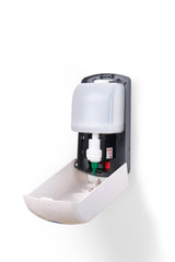 Dolphy 1000ml soap dispenser opened, showing the refill bottle and pump