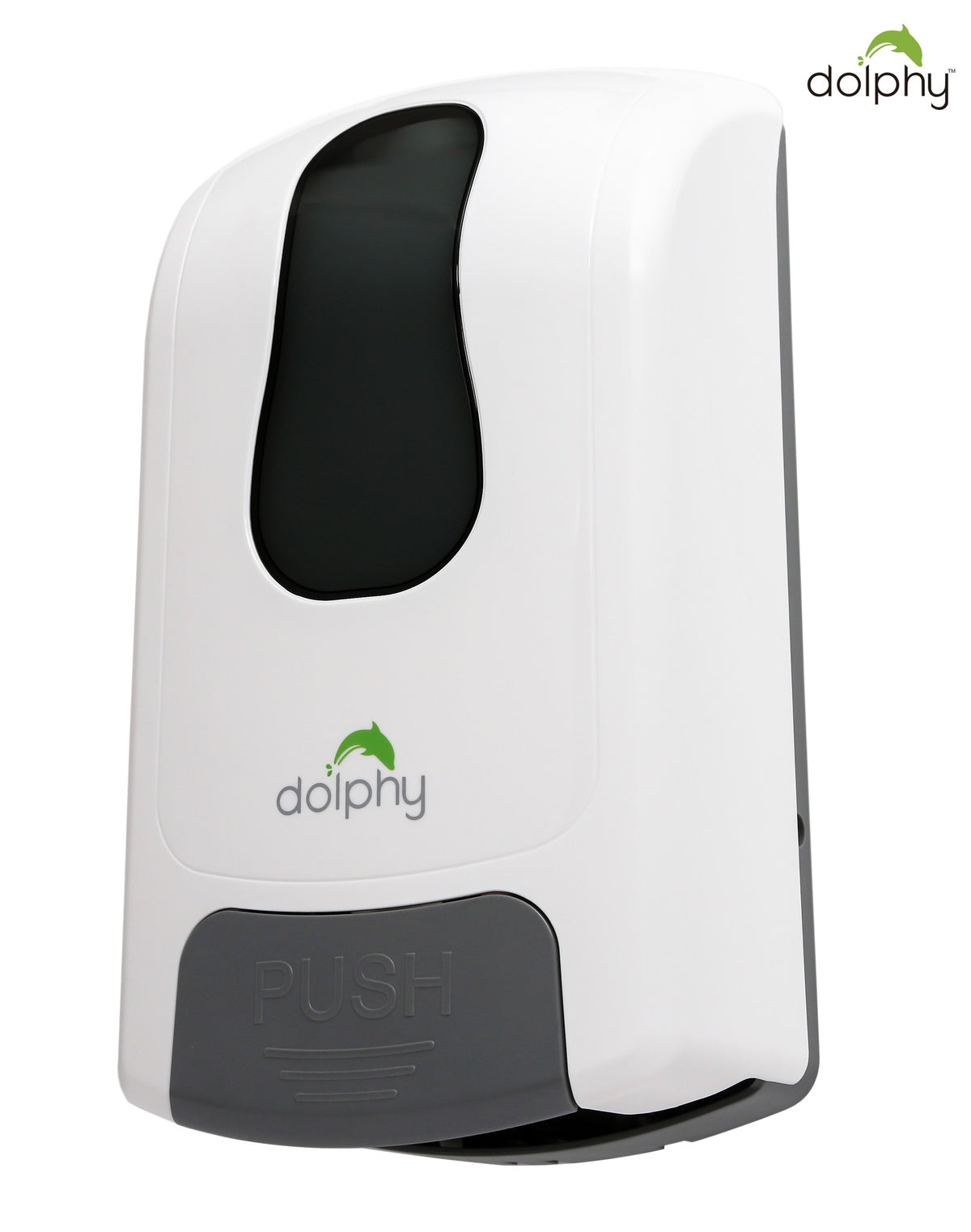 Dolphy white 1000ml manual soap and sanitiser dispenser, angled view