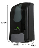 Dolphy black foam soap dispenser dimensions: 27.5 cm high, 15.4 cm wide, 10 cm deep