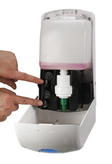 Dolphy foam dispenser opened, showing the refill bottle being fitted to the foam pump