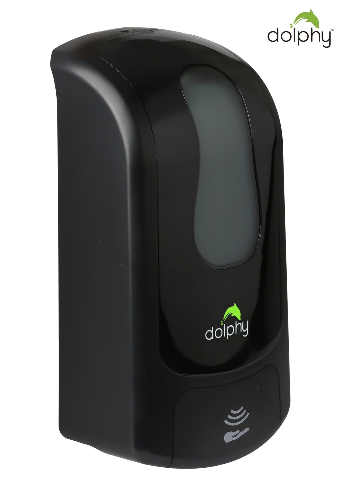 Dolphy black touchless foam dispenser 1000ml, angled side view