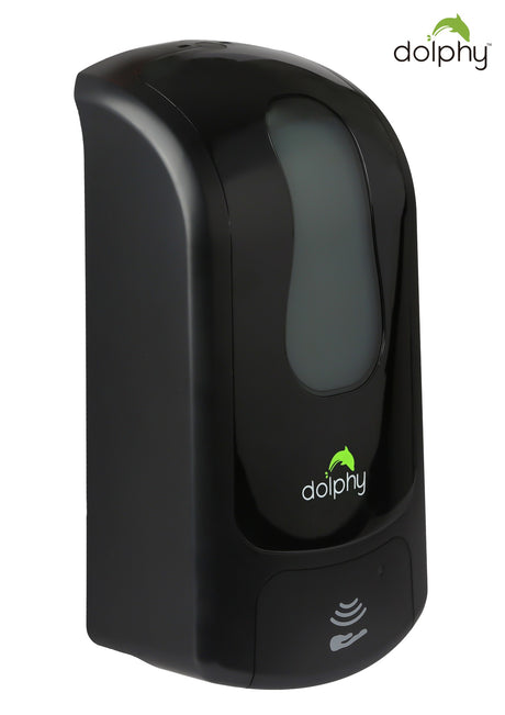 Dolphy black touchless foam dispenser 1000ml, angled side view