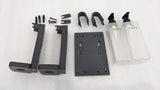 Dolphy double soap dispenser parts: two bottles, pumps, wall plate and brackets