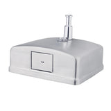 Dolphy stainless steel soap dispenser, top view with the refill hatch