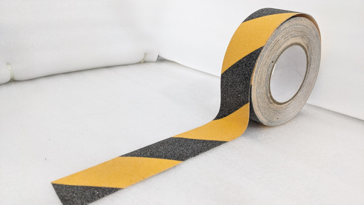 Roll of Dolphy black and yellow zebra anti-skid tape with a length unrolled