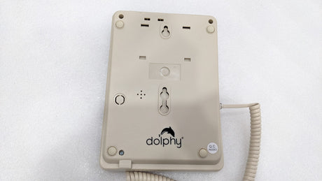 Back of the Dolphy beige telephone showing the wall-mount keyholes