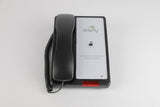 Dolphy black hotel telephone with express service button, top view
