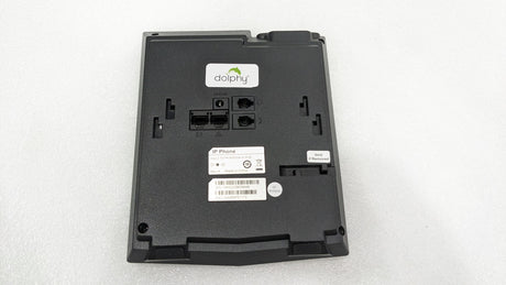 Underside of the Dolphy corded telephone showing the ports and labels