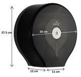 Dolphy jumbo toilet roll dispenser dimensions: 27.5 cm high, 26 cm wide, 12 cm deep