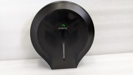 Dolphy black jumbo toilet roll dispenser, real product photo