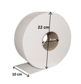 Suitable toilet roll for the Dolphy jumbo dispenser: up to 22 cm diameter, 10 cm wide, 8 cm core