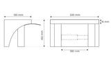 Dolphy toilet roll holder with shelf drawing: 220 mm wide shelf, 130 mm deep, 102 mm high