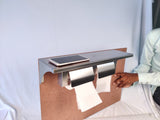 Dolphy twin toilet roll holder shelf holding a phone above two paper rolls