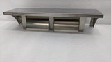 Dolphy brushed stainless steel twin roll holder with shelf, front view