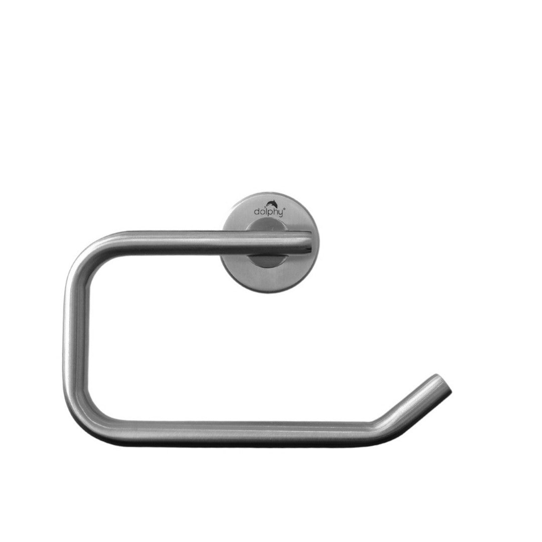 Dolphy heavy-duty stainless steel open toilet roll holder, front angle