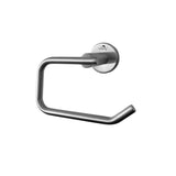 Dolphy stainless steel toilet roll holder, side angle showing the wall flange
