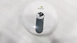 Dolphy white round centre-pull toilet paper dispenser, front view