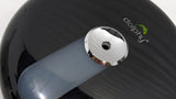 Close-up of the chrome centre-pull outlet on the Dolphy black dispenser