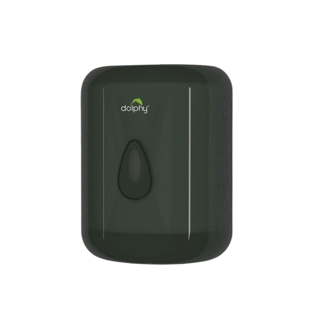 Dolphy black centre-pull paper dispenser, angled view