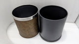 Dolphy brown leatherette room bin beside its removable black inner bin