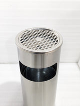 Dolphy 10L stainless steel ashtray bin, top view of the ash grille and waste opening