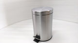 Dolphy 3L stainless steel round pedal bin, front view with foot pedal