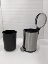 Dolphy 6L pedal bin with the lid open beside its removable black inner bucket
