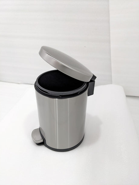 Dolphy 6L stainless steel pedal bin with the soft-close lid raised