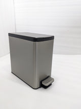 Dolphy 8L slim rectangular stainless steel pedal bin, angled view