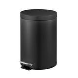 Dolphy 5L round black stainless steel pedal bin, front view of the foot pedal