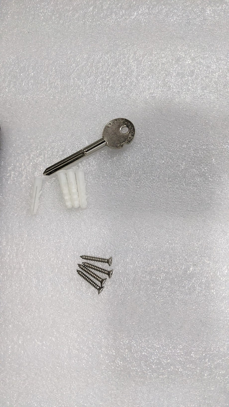 Key, screws and wall plugs supplied with the Dolphy recessed washroom panel