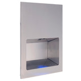 Dolphy recessed hand dryer side angle with the lit hand opening