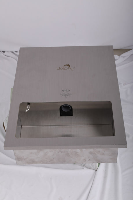 Dolphy recessed hand dryer from above, showing the air outlet in the hand opening