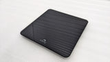 Dolphy black digital scale at an angle, showing the slim tempered glass platform