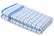 Dolphy Linen blue check cotton tea towels, folded