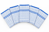 Dolphy Linen blue check cotton tea towels, fanned out