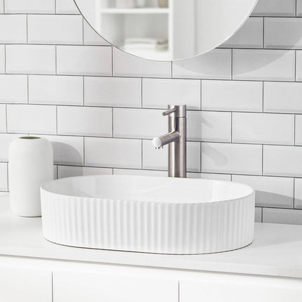 CIBO White Gloss Fluted Oval Basin