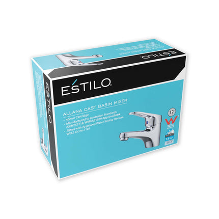 Estilo WELS 4 Star 7.5L/min 40mm Chrome Allana Cast Basin Mixer