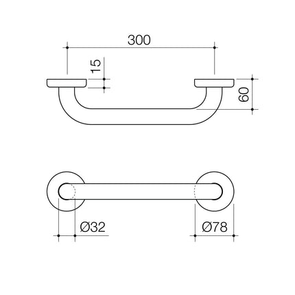 Caroma 300mm Chrome Home Collection Grab Rail