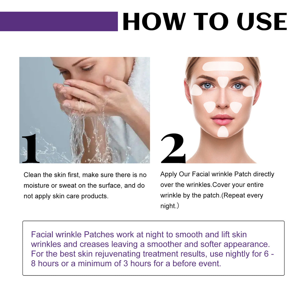 EELHOE Facial Wrinkle Patch, Droop Decree Line Lift Facial Skin Tightens Mouth Line Cheek Patch
