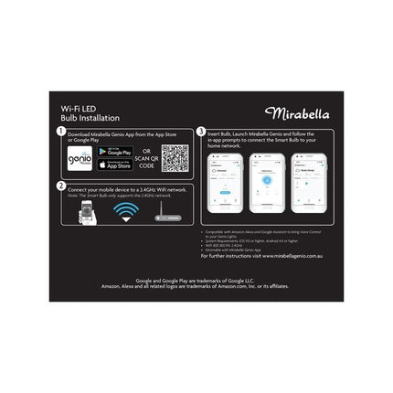 Mirabella Genio Smart Wi-Fi Dimmable ES LED 15W Globe - 2 Pack
