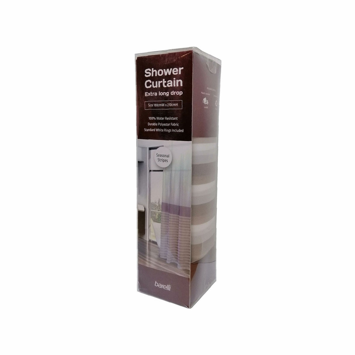 Barelli Shower Curtain 180cm x 210mm Seasonal Striped Polyester 75gsm