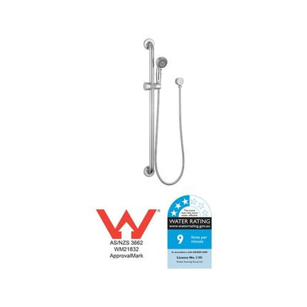 Evekare 1.5m Chrome Hand Shower on Grab Rail