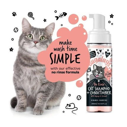 Bugalugs 200ml No Rinse Cat Shampoo And Conditioner