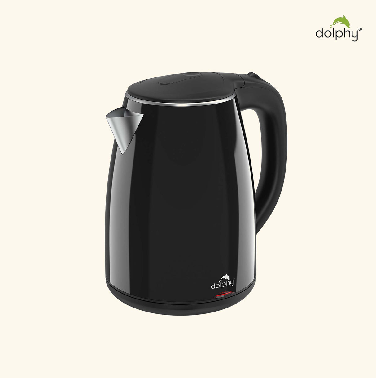 Dolphy 1.2L Electric Kettle – Quick Boil Cordless Kettle in Black, 1500–1800W, Stainless Steel & ABS for Kitchen, Hotel & Office Use