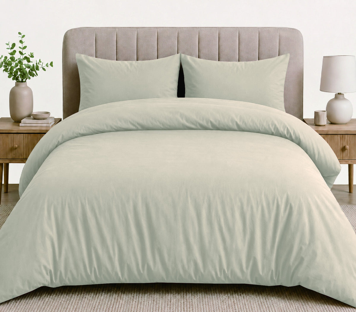LinenCart linen brushed microfibre quilt cover set on a made bed